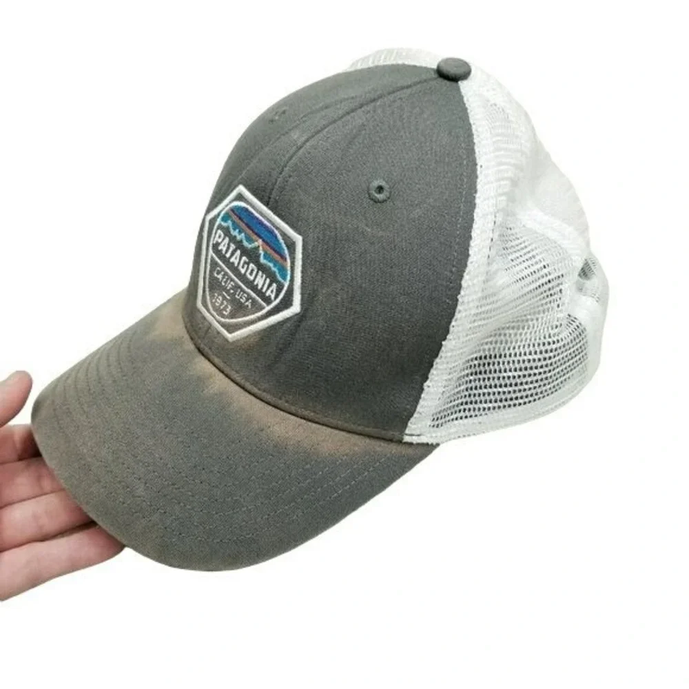 Patagonia Trucker Hat Mesh Sides Adjustable Baseball Dad Cap Water Marks Grey OS